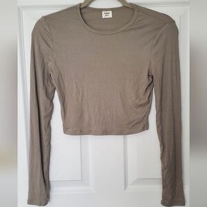 Aritzia Sage Long Sleeve Fitted Crop Top